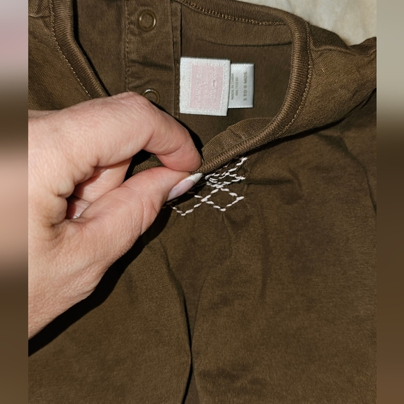 Janie and Jack baby girl Brown top w/ pink/ brown flat cap 6/12mos - Picture 8 of 8